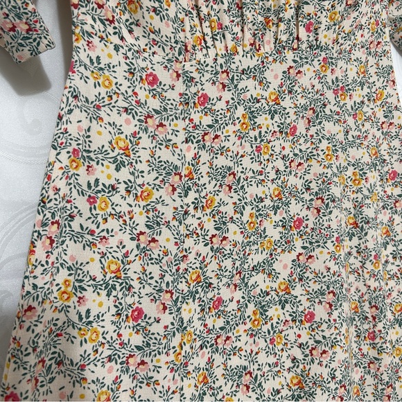 NWT ZARA Vintage Cream Floral Motif Short Sleeved Summer Midi Bodycon Dress - Picture 8 of 10